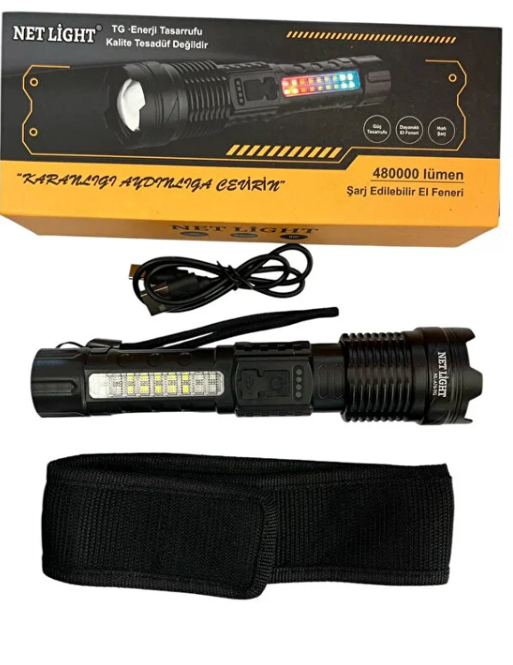 ÇAKARLI POLİS FENERİ UZUN MENZİL 48000 LÜMEN